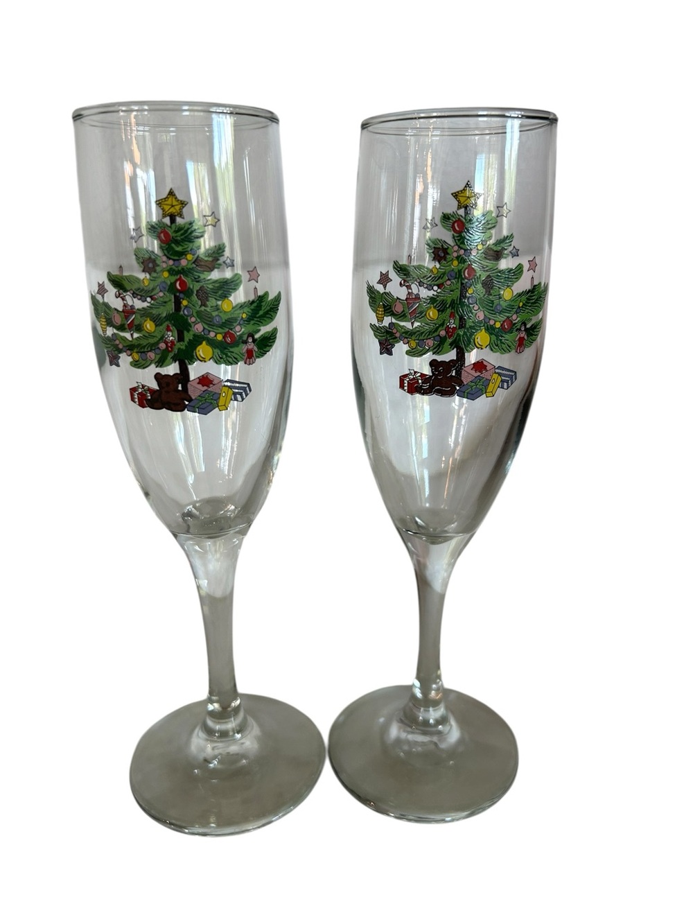 Nikki “Happy Holidays” Champagne Flutes Set of 2 Vintage Festive Celebration - Picture 2 of 5